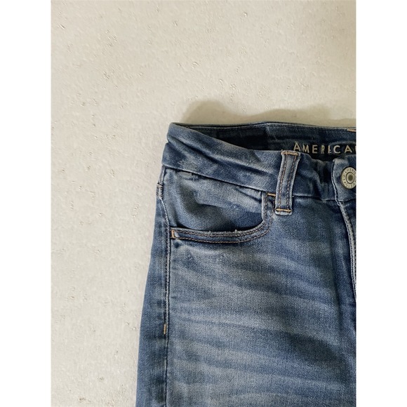 American Eagle Outfitters 4 Curvy Hi Rise Jegging Light Destroyed Stretch Jeans - Picture 2 of 10